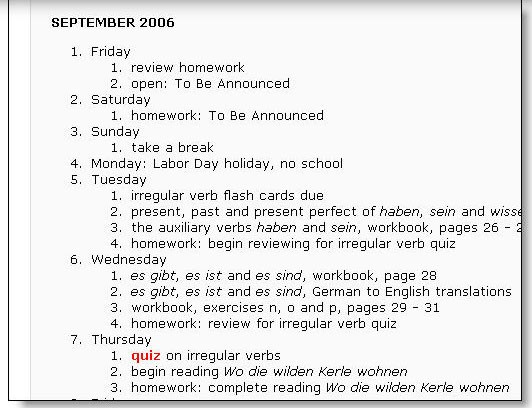 Running Log of Assignments